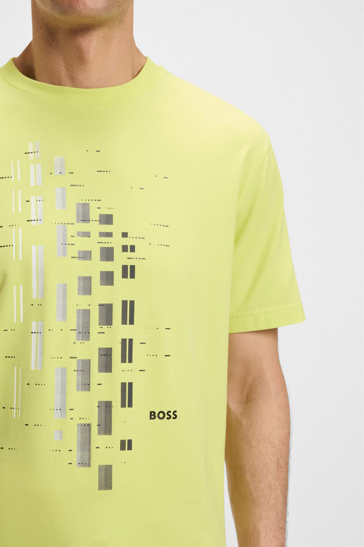 Playera De Algodón Elástico Con Estampado Geométrico