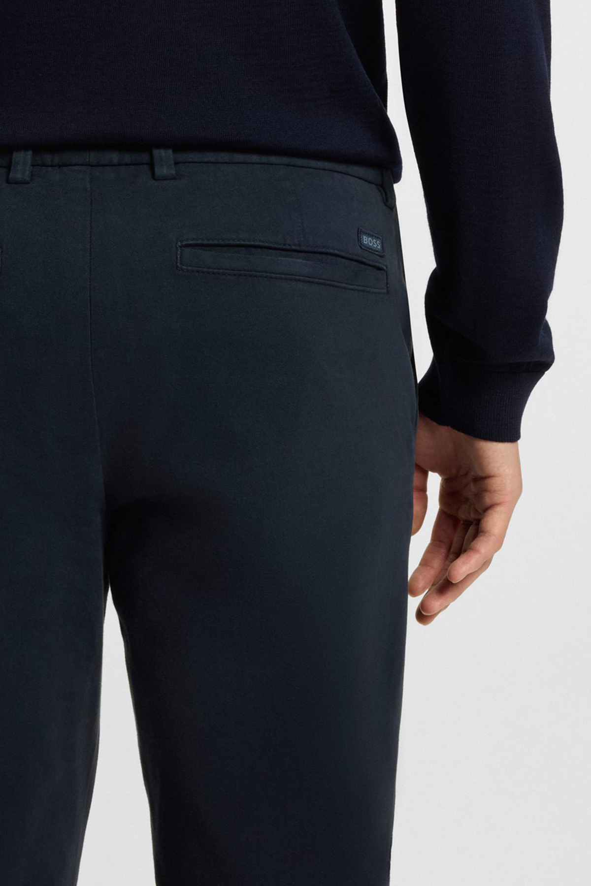 Pantalón Slim Fit De Sarga De Algodón Elástico image number 3