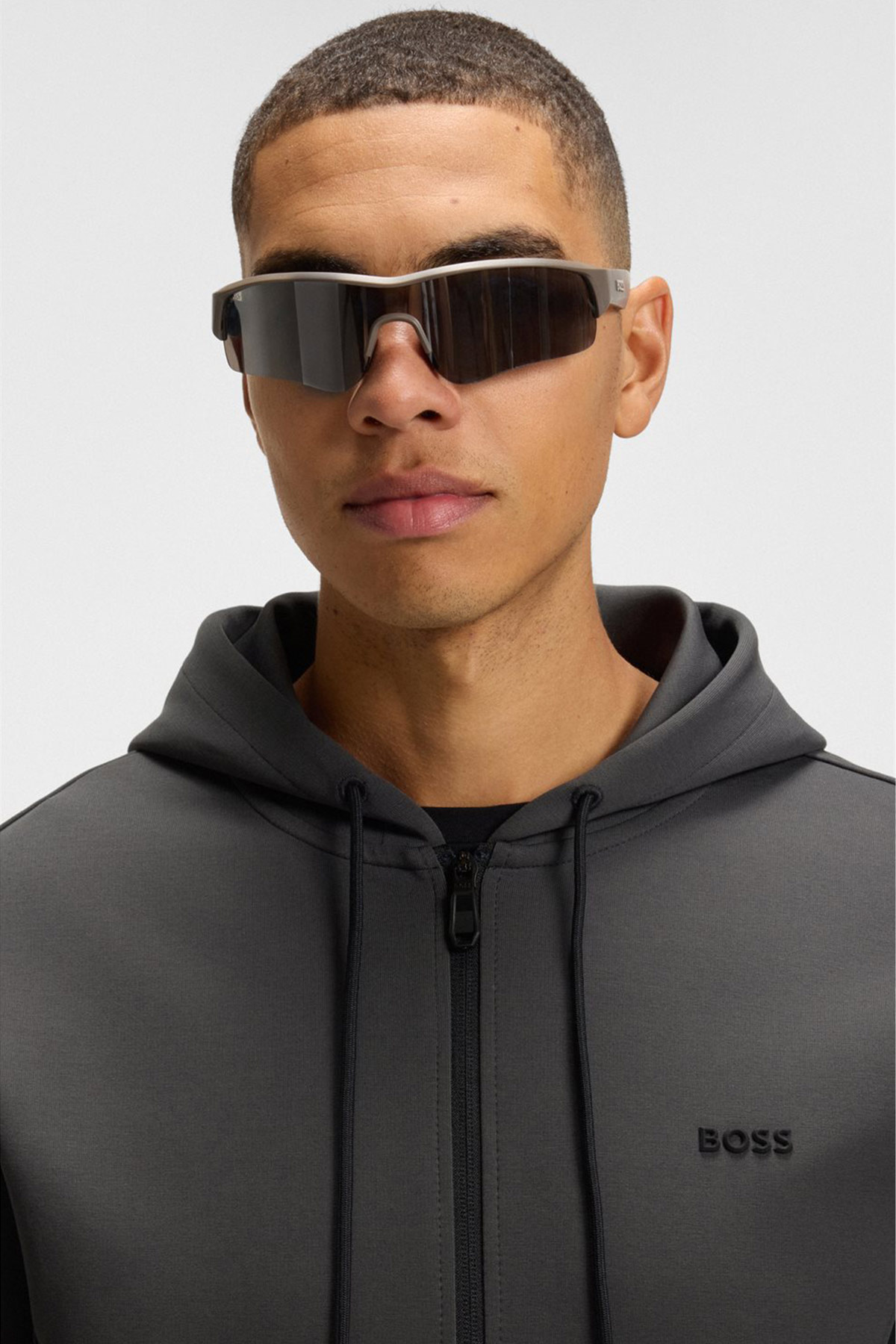 Sudadera Con Capucha Y Cremallera De Mezcla De Algodón Con Detalles De Rayas