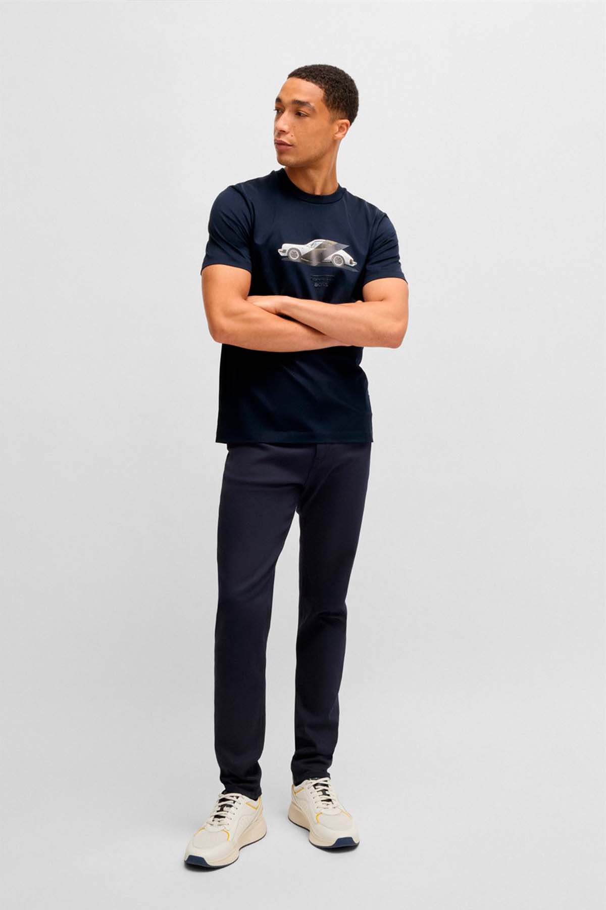 Camiseta Porsche x BOSS de algodón mercerizado con detalle de la colaboración image number 3