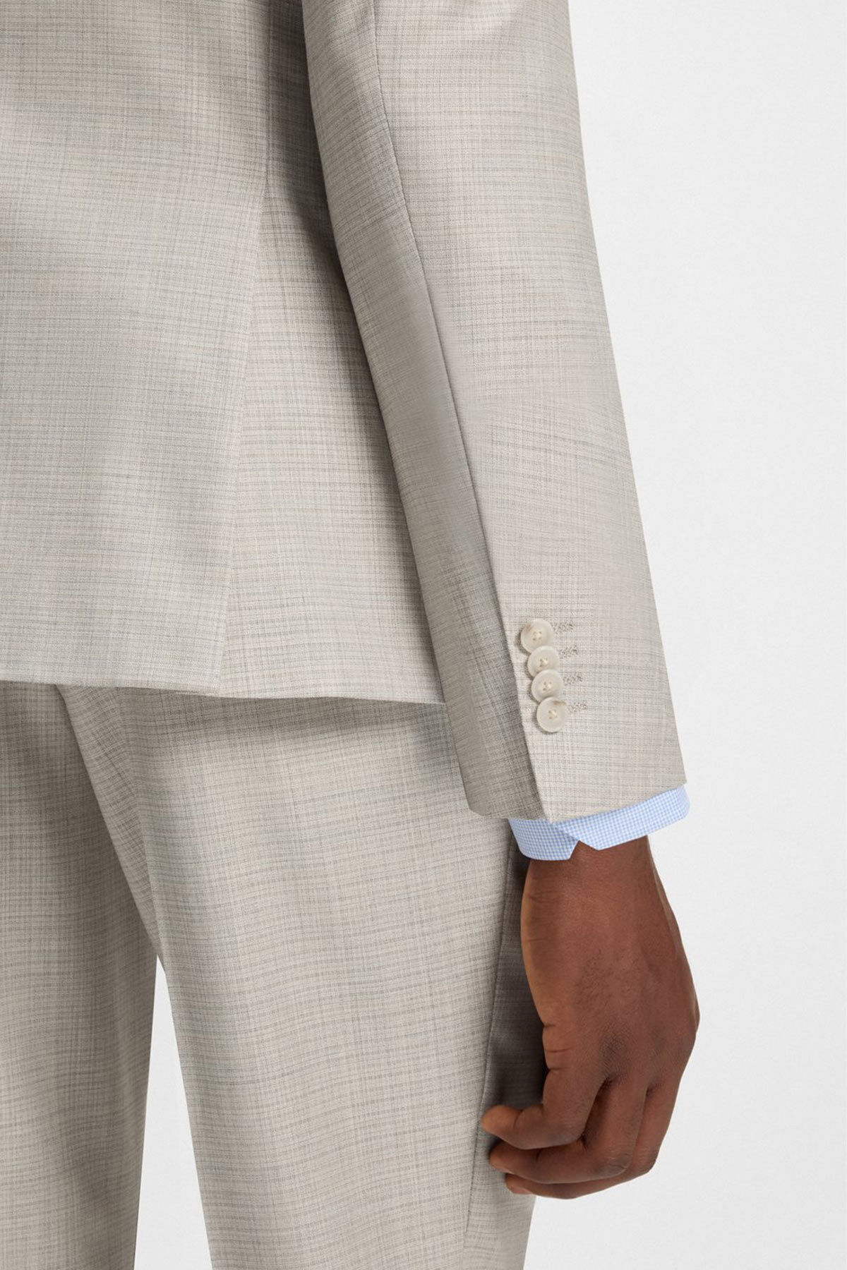 Traje Slim Fit De Lana Virgen Con Microestampado Y Seda image number 4