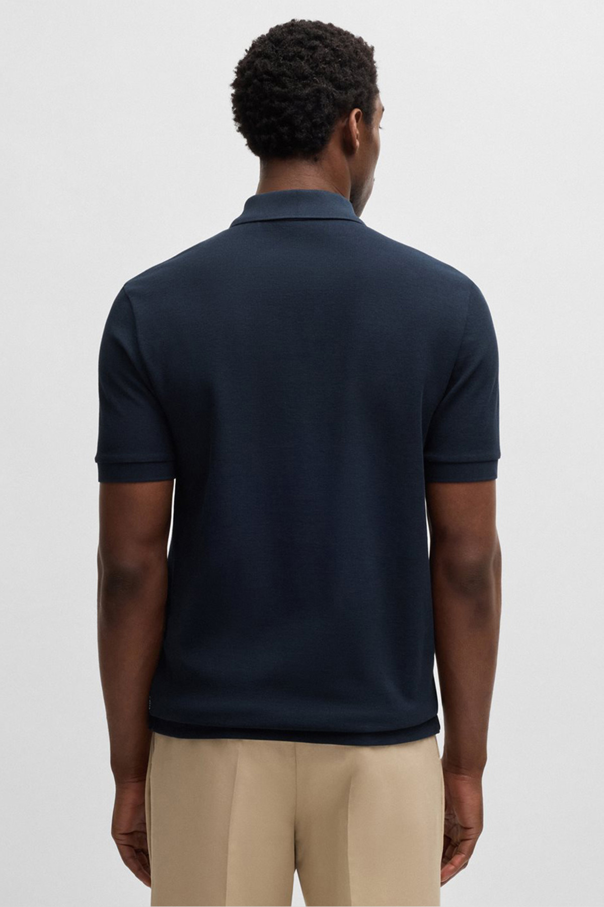 Polo De Punto Con Cuello Con Cremallera Y Estructura De Rejilla image number 3