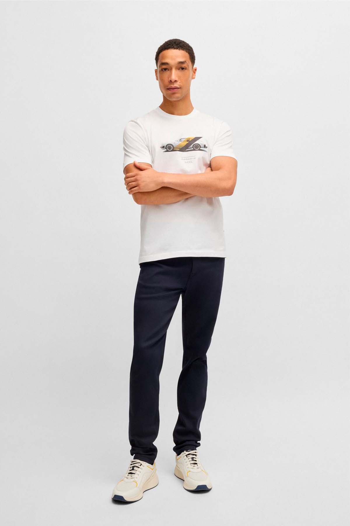 Camiseta Porsche x BOSS de algodón mercerizado con detalle de la colaboración image number 3