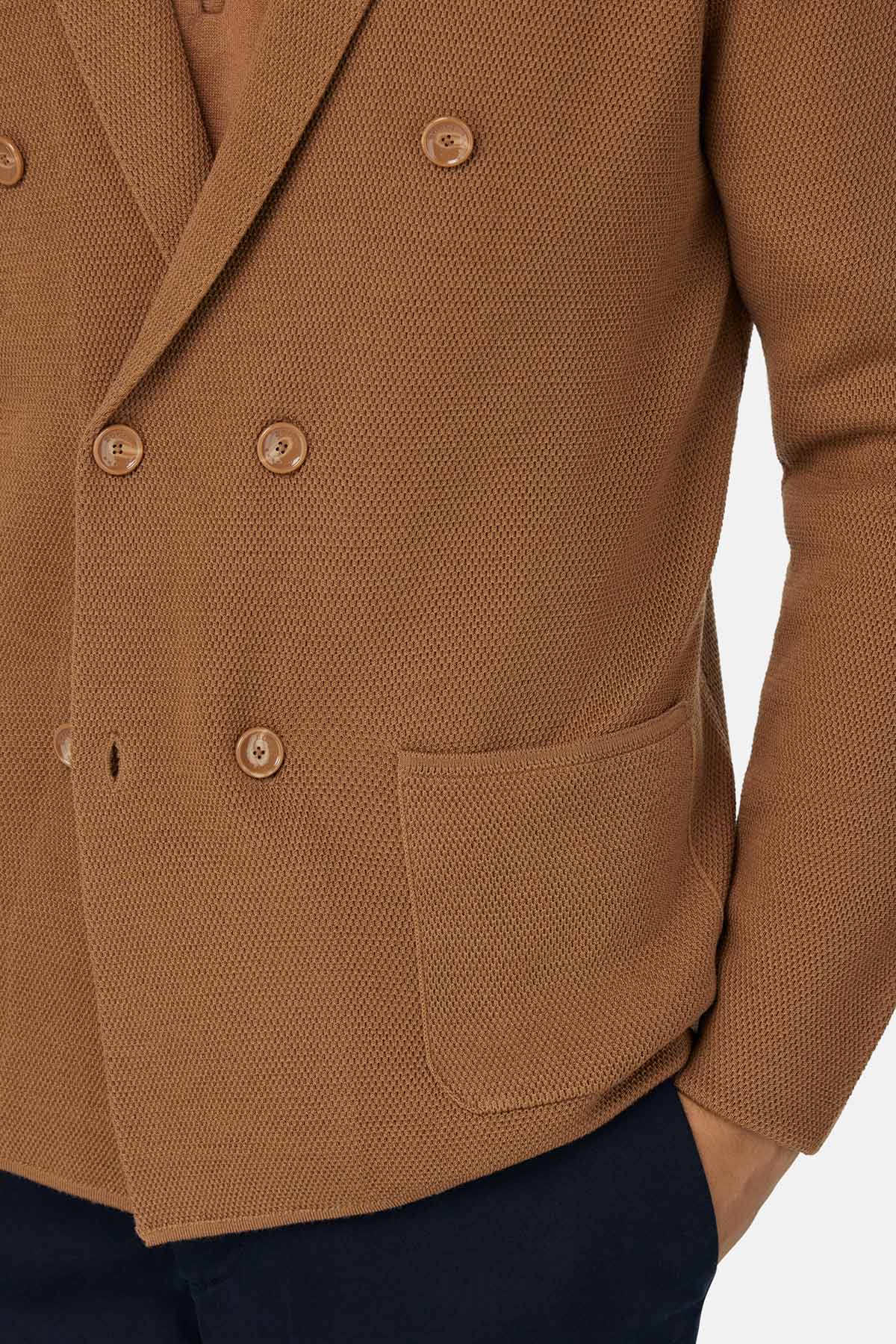 Suéter De Punto De Doble Botonadura de Lana Merina