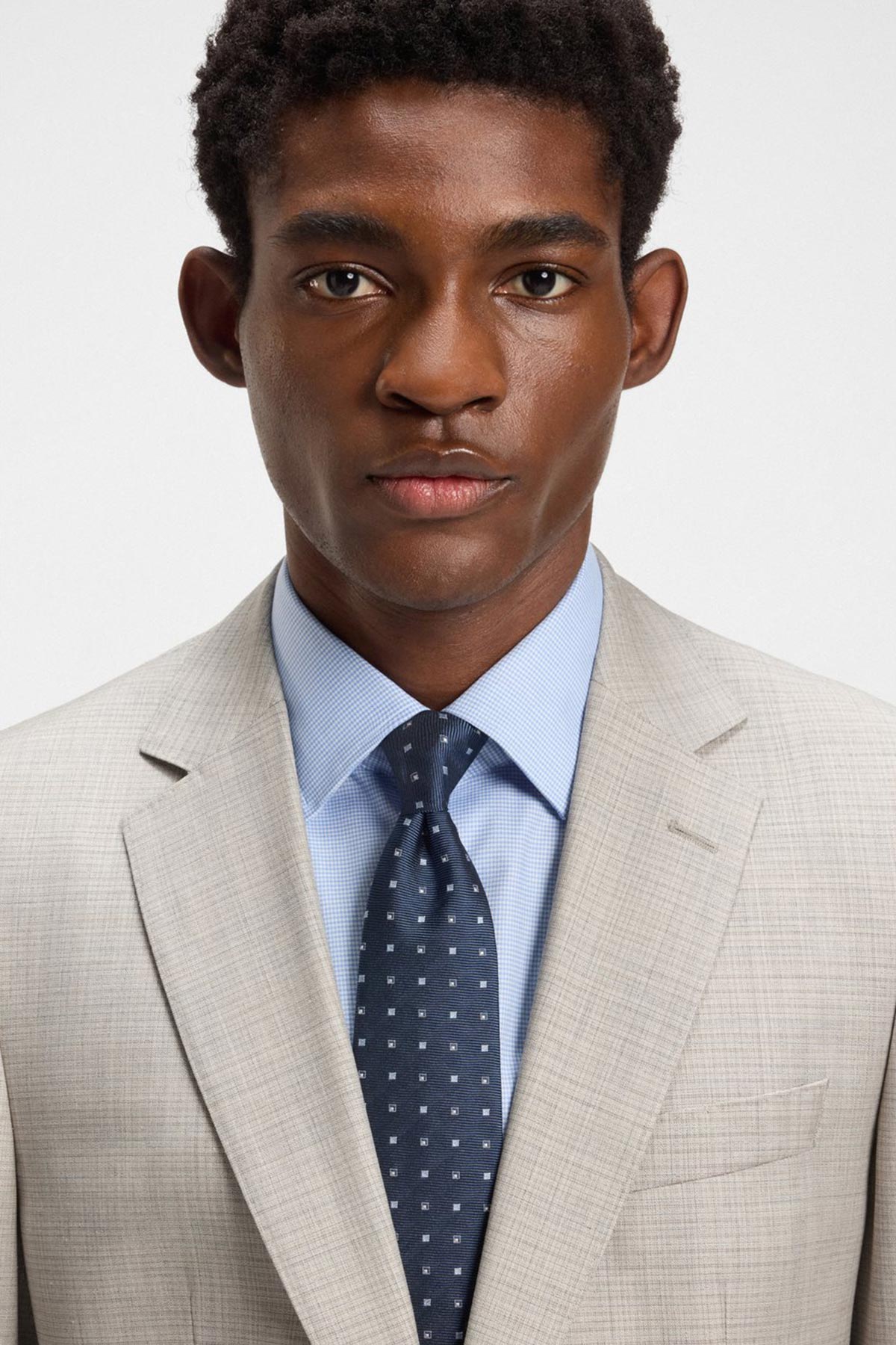 Traje Slim Fit De Lana Virgen Con Microestampado Y Seda image number 3