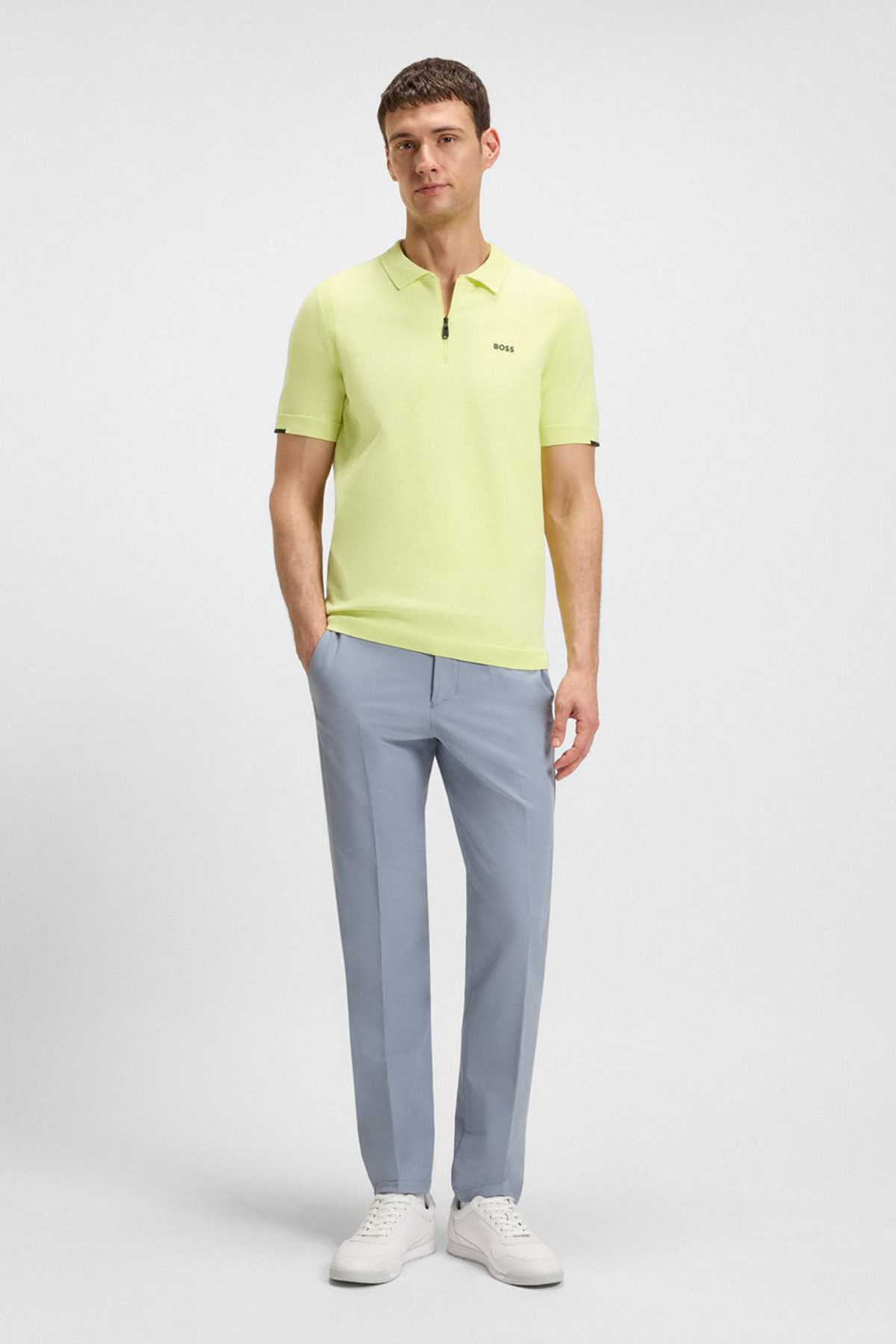 Polo En Punto De Algodón Con Cremallera En El Cuello image number 2