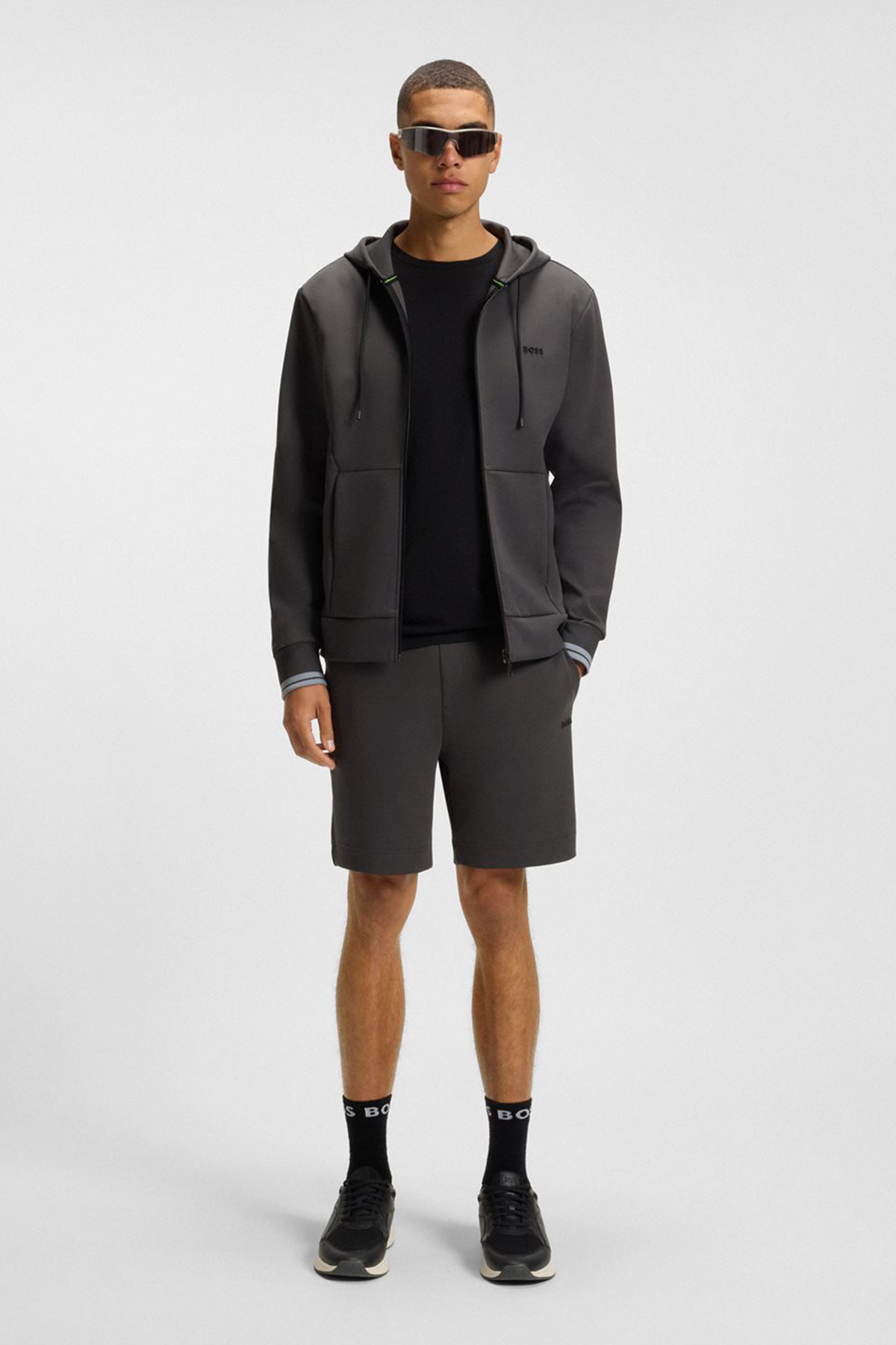 Sudadera Con Capucha Y Cremallera De Mezcla De Algodón Con Detalles De Rayas image number 2