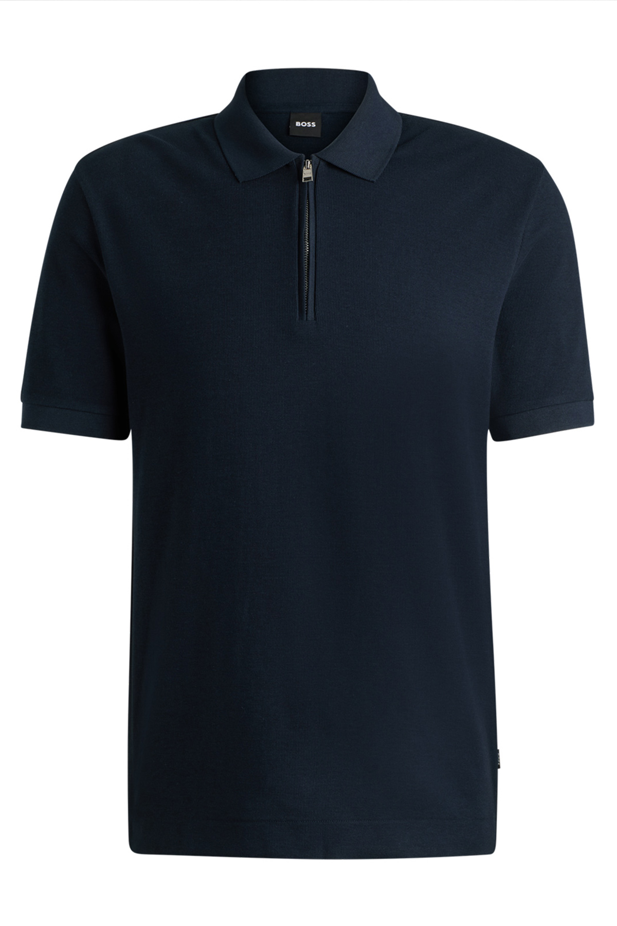 Polo De Punto Con Cuello Con Cremallera Y Estructura De Rejilla image number 4